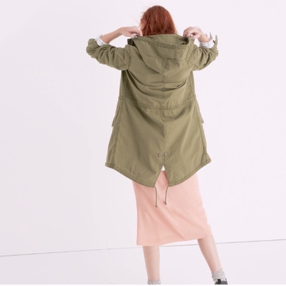 Madewell - women’s Tilden military hooded zip up jacket army green 100% cotton S - Picture 4 of 10
